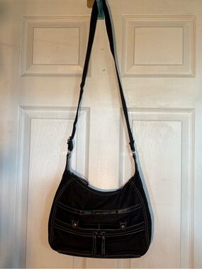 Nine West Black Crossbody Shoulder Bag with Contrast Stitching